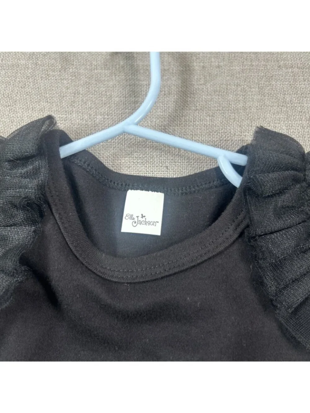 Baby Girl Bodysuit 1 pc Graphic Black Pink Bow Ruffle NWT Ella Jackson Sz 0-6 mo